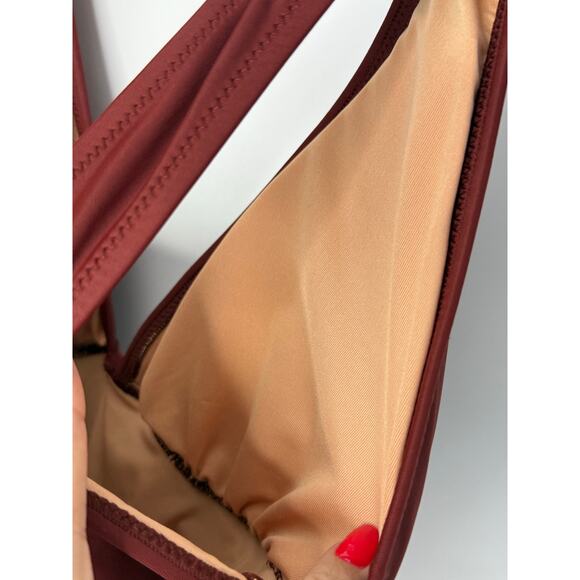 J.Crew Swimsuit Women 12 Sienna Red Ruched V-neck One Piece Beach Vacation - Picture 9 of 11